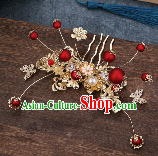 Traditional Chinese Wedding Handmade Hair Comb Ancient Bride Hairpins Hair Accessories Complete Set Traditional Chinese Wedding Handmade Hair Comb Ancient Bride Hairpins Hair Accessories Complete Set