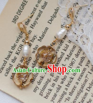 Traditional Chinese Classical Pearls Earrings Handmade Court Golden Ear Accessories for Women Traditional Chinese Classical Pearls Earrings Handmade Court Golden Ear Accessories for Women
