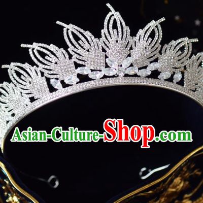 Handmade Baroque Princess Zircon Royal Crown Bride Wedding Hair Accessories for Women