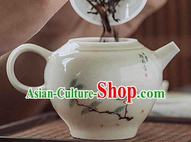 Chinese Classical Hand Made Jingdezhen Shi Teapot Porcelain Ceramics Tea Kettle Chinese Classical Hand Made Jingdezhen Shi Teapot Porcelain Ceramics Tea Kettle