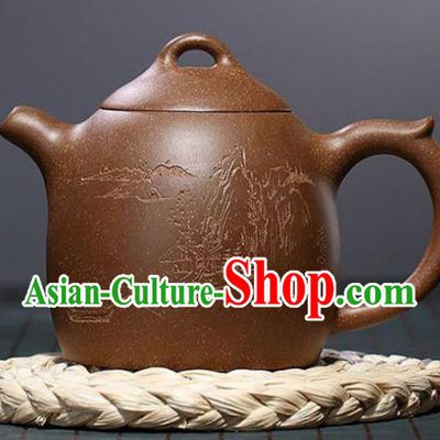 Traditional Chinese Handmade Zisha Teapot Dark Red Clay Pottery Teapot