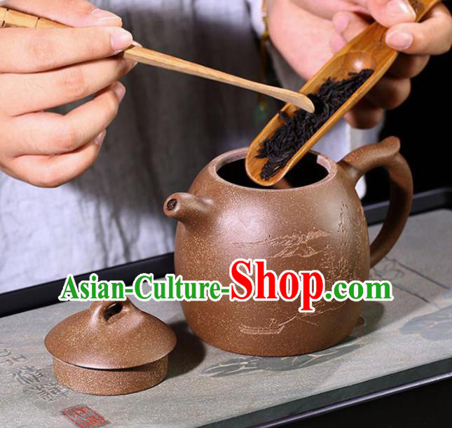 Traditional Chinese Handmade Zisha Teapot Dark Red Clay Pottery Teapot Traditional Chinese Handmade Zisha Teapot Dark Red Clay Pottery Teapot