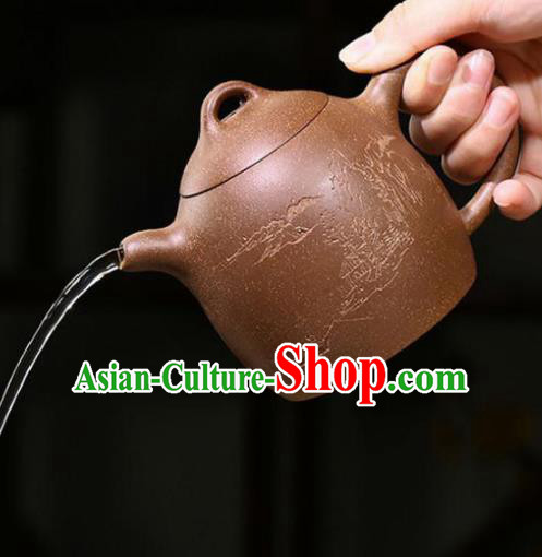Traditional Chinese Handmade Zisha Teapot Dark Red Clay Pottery Teapot Traditional Chinese Handmade Zisha Teapot Dark Red Clay Pottery Teapot