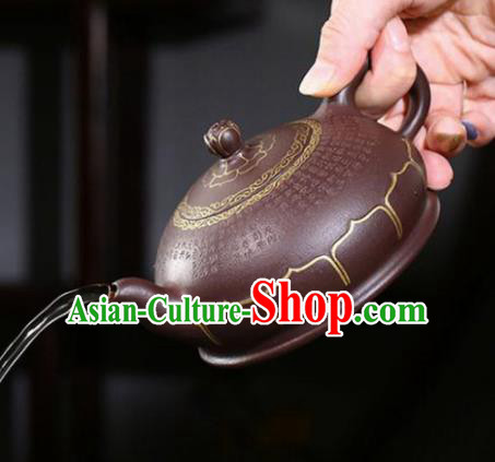 Traditional Chinese Handmade Zisha Teapot Dark Red Clay Pottery Lotus Teapot Traditional Chinese Handmade Zisha Teapot Dark Red Clay Pottery Lotus Teapot