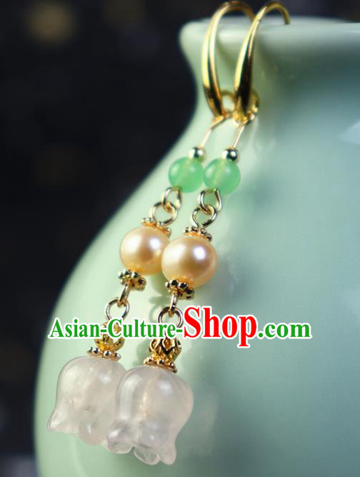 Traditional Chinese Handmade Convallaria Majalis Earrings Ancient Hanfu Ear Accessories for Women Traditional Chinese Handmade Convallaria Majalis Earrings Ancient Hanfu Ear Accessories for Women