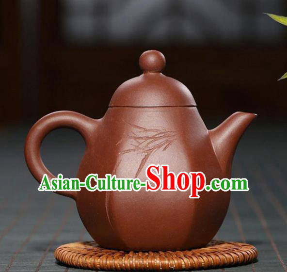 Traditional Chinese Handmade Carving Orchid Zisha Teapot Red Clay Pottery Teapot Traditional Chinese Handmade Carving Orchid Zisha Teapot Red Clay Pottery Teapot
