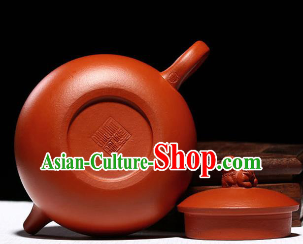 Traditional Chinese Handmade Carving Pi Xiu Zisha Teapot Dark Red Clay Pottery Teapot