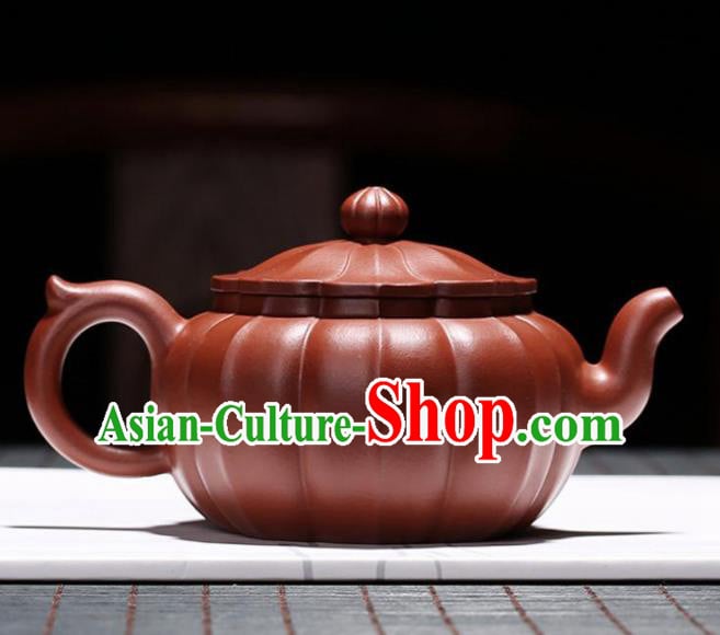 Traditional Chinese Handmade Carving Chrysanthemum Zisha Teapot Dark Red Clay Pottery Teapot Traditional Chinese Handmade Carving Chrysanthemum Zisha Teapot Dark Red Clay Pottery Teapot