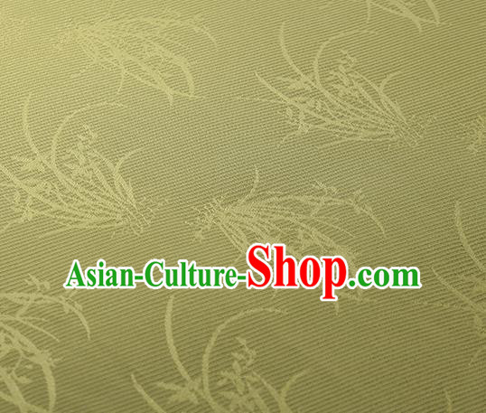 Traditional Chinese Classical Orchid Pattern Yellow Silk Fabric Ancient Hanfu Dress Silk Cloth Traditional Chinese Classical Orchid Pattern Yellow Silk Fabric Ancient Hanfu Dress Silk Cloth