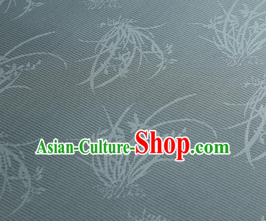 Traditional Chinese Classical Orchid Pattern Light Blue Silk Fabric Ancient Hanfu Dress Silk Cloth Traditional Chinese Classical Orchid Pattern Light Blue Silk Fabric Ancient Hanfu Dress Silk Cloth