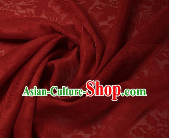 Traditional Chinese Classical Phoenix Flowers Pattern Red Silk Fabric Ancient Hanfu Dress Silk Cloth Traditional Chinese Classical Phoenix Flowers Pattern Red Silk Fabric Ancient Hanfu Dress Silk Cloth