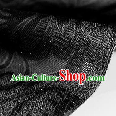 Traditional Chinese Classical Ombre Flowers Pattern Black Silk Fabric Ancient Hanfu Dress Silk Cloth