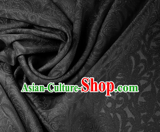 Traditional Chinese Classical Ombre Flowers Pattern Black Silk Fabric Ancient Hanfu Dress Silk Cloth Traditional Chinese Classical Ombre Flowers Pattern Black Silk Fabric Ancient Hanfu Dress Silk Cloth