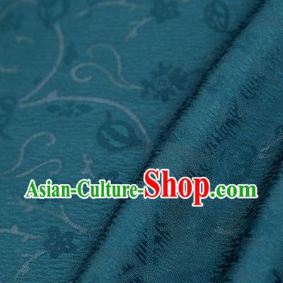 Traditional Chinese Classical Plum Blossom Pattern Peacock Green Silk Fabric Ancient Hanfu Dress Silk Cloth