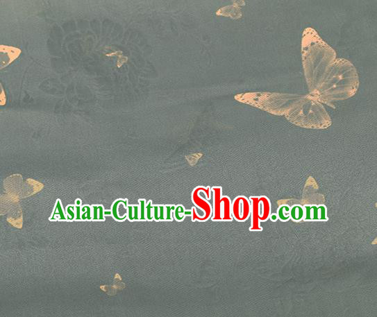 Traditional Chinese Classical Butterfly Pattern Olive Green Silk Fabric Ancient Hanfu Dress Silk Cloth Traditional Chinese Classical Butterfly Pattern Olive Green Silk Fabric Ancient Hanfu Dress Silk Cloth