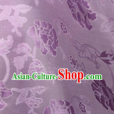 Traditional Chinese Classical Twine Peony Pattern Purple Silk Fabric Ancient Hanfu Dress Silk Cloth