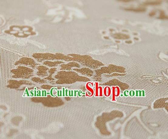 Traditional Chinese Classical Twine Peony Pattern Khaki Silk Fabric Ancient Hanfu Dress Silk Cloth Traditional Chinese Classical Twine Peony Pattern Khaki Silk Fabric Ancient Hanfu Dress Silk Cloth