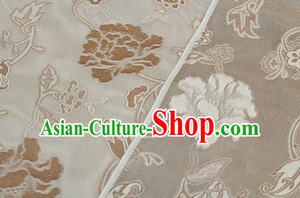 Traditional Chinese Classical Twine Peony Pattern Khaki Silk Fabric Ancient Hanfu Dress Silk Cloth Traditional Chinese Classical Twine Peony Pattern Khaki Silk Fabric Ancient Hanfu Dress Silk Cloth