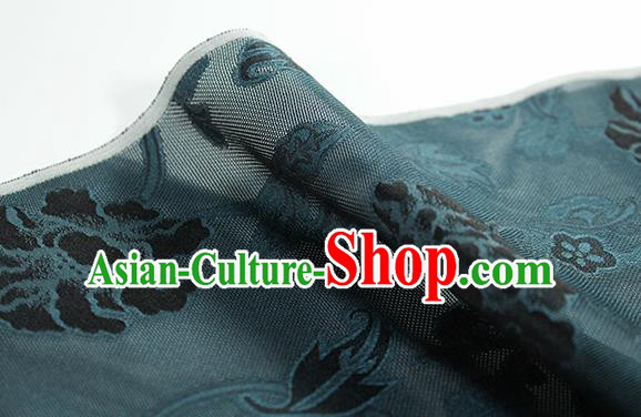 Traditional Chinese Classical Twine Peony Pattern Atrovirens Silk Fabric Ancient Hanfu Dress Silk Cloth Traditional Chinese Classical Twine Peony Pattern Atrovirens Silk Fabric Ancient Hanfu Dress Silk Cloth