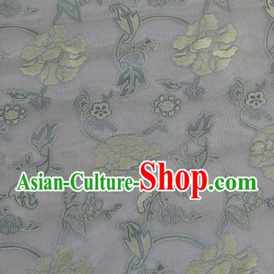 Traditional Chinese Classical Twine Peony Pattern Lilac Silk Fabric Ancient Hanfu Dress Silk Cloth