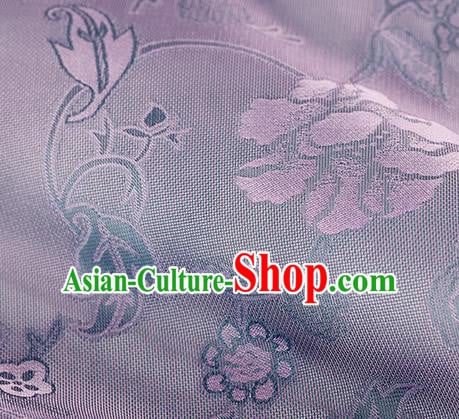 Traditional Chinese Classical Twine Peony Pattern Lilac Silk Fabric Ancient Hanfu Dress Silk Cloth Traditional Chinese Classical Twine Peony Pattern Lilac Silk Fabric Ancient Hanfu Dress Silk Cloth