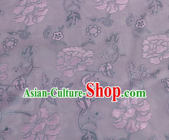 Traditional Chinese Classical Twine Peony Pattern Lilac Silk Fabric Ancient Hanfu Dress Silk Cloth Traditional Chinese Classical Twine Peony Pattern Lilac Silk Fabric Ancient Hanfu Dress Silk Cloth