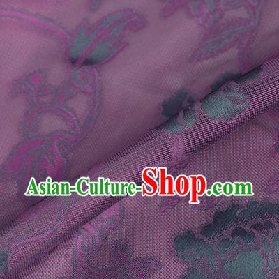 Traditional Chinese Classical Twine Peony Pattern Purple Silk Fabric Ancient Hanfu Dress Silk Cloth