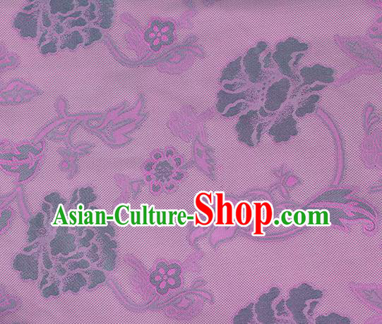 Traditional Chinese Classical Twine Peony Pattern Purple Silk Fabric Ancient Hanfu Dress Silk Cloth Traditional Chinese Classical Twine Peony Pattern Purple Silk Fabric Ancient Hanfu Dress Silk Cloth