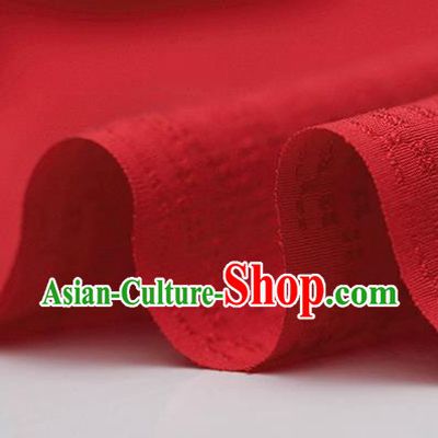 Traditional Chinese Classical Rhombus Pattern Red Silk Fabric Ancient Hanfu Dress Silk Cloth