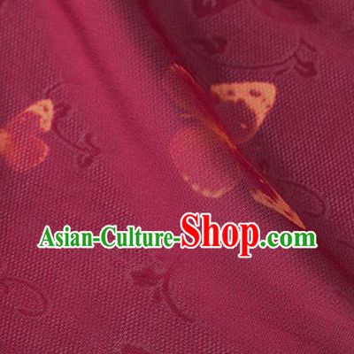 Traditional Chinese Classical Butterfly Pattern Wine Red Silk Fabric Ancient Hanfu Dress Silk Cloth