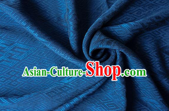 Traditional Chinese Classical Lucky Pattern Navy Blue Silk Fabric Ancient Hanfu Dress Silk Cloth Traditional Chinese Classical Lucky Pattern Navy Blue Silk Fabric Ancient Hanfu Dress Silk Cloth