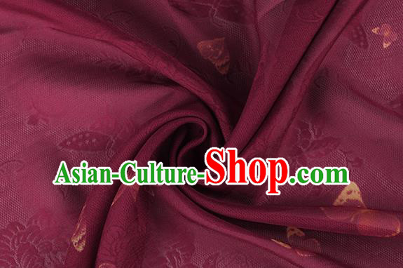 Traditional Chinese Classical Butterfly Pattern Wine Red Silk Fabric Ancient Hanfu Dress Silk Cloth Traditional Chinese Classical Butterfly Pattern Wine Red Silk Fabric Ancient Hanfu Dress Silk Cloth