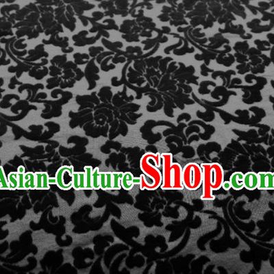 Traditional Chinese Classical Pattern Black Pleuche Fabric Ancient Hanfu Cheongsam Velvet Cloth
