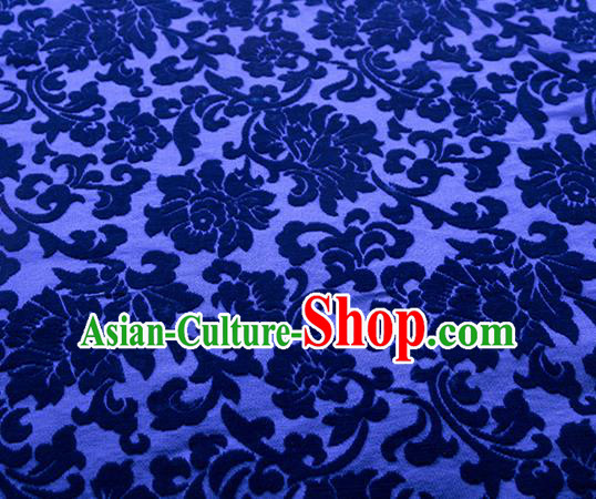 Traditional Chinese Classical Pattern Royal Blue Pleuche Fabric Ancient Hanfu Cheongsam Velvet Cloth Traditional Chinese Classical Pattern Royal Blue Pleuche Fabric Ancient Hanfu Cheongsam Velvet Cloth