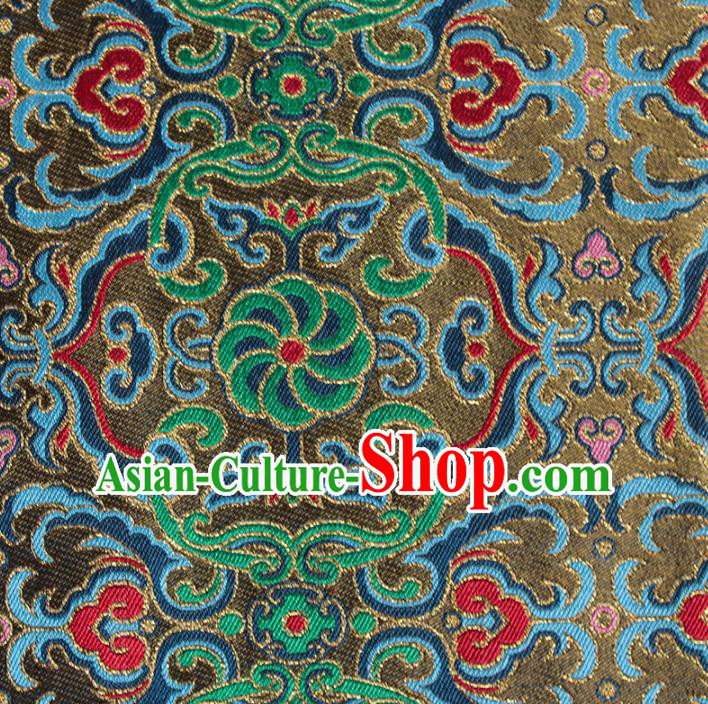 Traditional Chinese Classical Pattern Olive Green Brocade Fabric Ancient Hanfu Cheongsam Silk Cloth