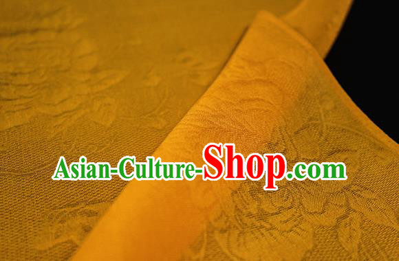Traditional Chinese Classical Peony Butterfly Pattern Yellow Silk Fabric Ancient Hanfu Dress Silk Cloth Traditional Chinese Classical Peony Butterfly Pattern Yellow Silk Fabric Ancient Hanfu Dress Silk Cloth