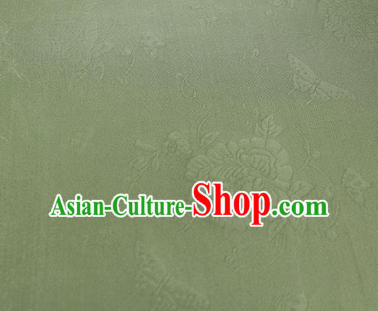 Traditional Chinese Classical Peony Butterfly Pattern Light Green Silk Fabric Ancient Hanfu Dress Silk Cloth Traditional Chinese Classical Peony Butterfly Pattern Light Green Silk Fabric Ancient Hanfu Dress Silk Cloth