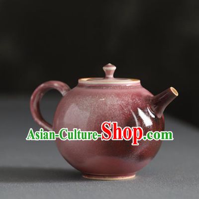Chinese Classical Handmade Jingdezhen Shi Teapot Porcelain Purple Ceramics Tea Kettle