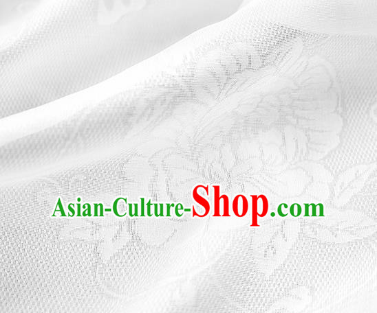 Traditional Chinese Classical Peony Butterfly Pattern White Silk Fabric Ancient Hanfu Dress Silk Cloth Traditional Chinese Classical Peony Butterfly Pattern White Silk Fabric Ancient Hanfu Dress Silk Cloth