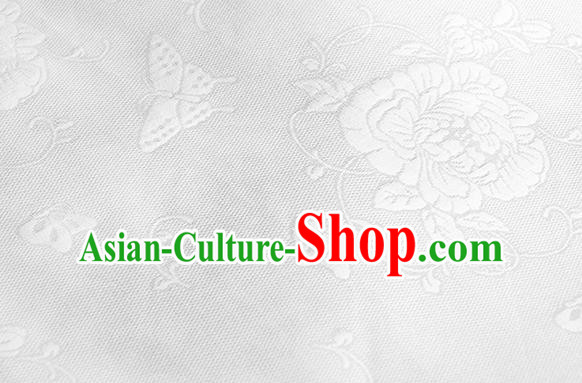 Traditional Chinese Classical Peony Butterfly Pattern White Silk Fabric Ancient Hanfu Dress Silk Cloth Traditional Chinese Classical Peony Butterfly Pattern White Silk Fabric Ancient Hanfu Dress Silk Cloth