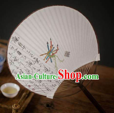 Traditional Chinese Handmade Paper Palace Fans Ink Painting Fans Traditional Chinese Handmade Paper Palace Fans Ink Painting Fans