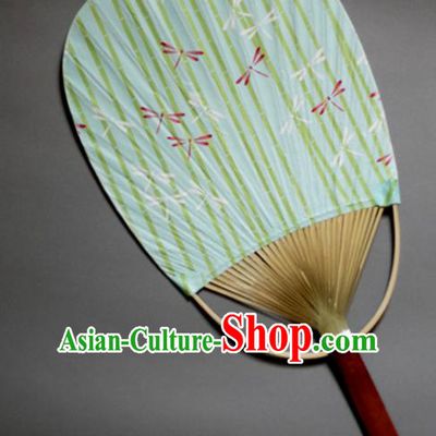 Traditional Chinese Handmade Green Paper Palace Fans Bamboo Fans