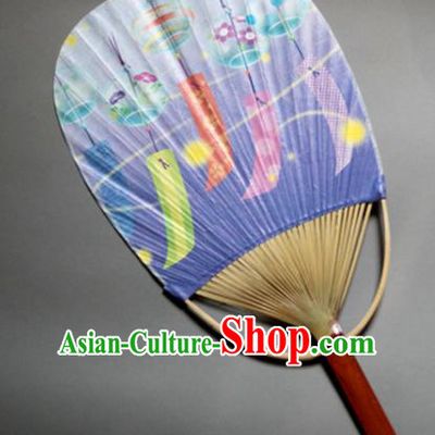 Traditional Chinese Handmade Printing Lilac Paper Palace Fans Bamboo Fans