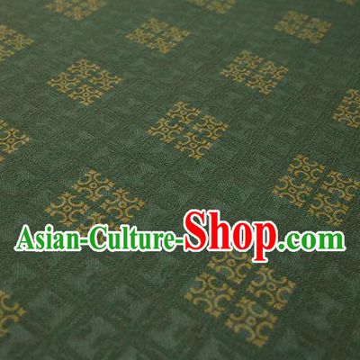 Traditional Chinese Classical Square Pattern Green Silk Fabric Ancient Hanfu Dress Silk Cloth