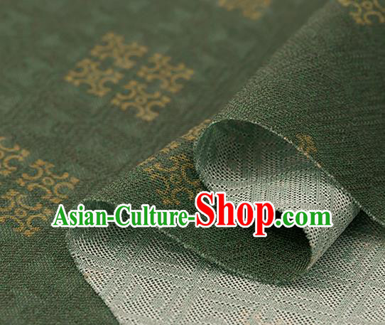 Traditional Chinese Classical Square Pattern Green Silk Fabric Ancient Hanfu Dress Silk Cloth Traditional Chinese Classical Square Pattern Green Silk Fabric Ancient Hanfu Dress Silk Cloth