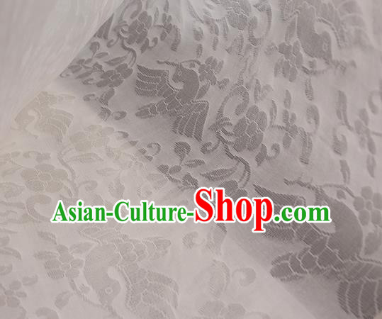 Traditional Chinese Classical Flower Birds Pattern Design White Silk Fabric Ancient Hanfu Dress Silk Cloth
