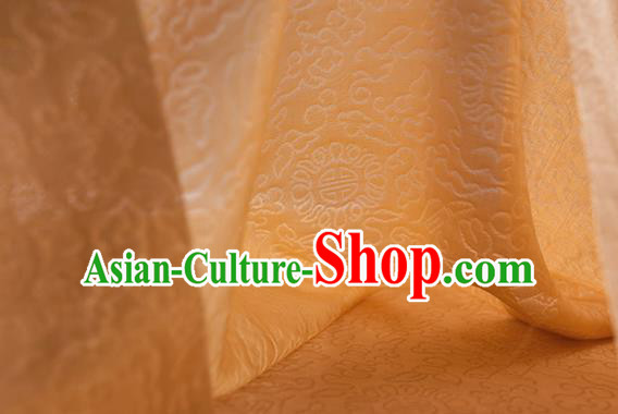 Traditional Chinese Classical Auspicious Pattern Design Orange Silk Fabric Ancient Hanfu Dress Silk Cloth Traditional Chinese Classical Auspicious Pattern Design Orange Silk Fabric Ancient Hanfu Dress Silk Cloth
