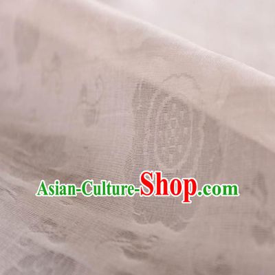 Traditional Chinese Classical Round Flowers Pattern Design White Silk Fabric Ancient Hanfu Dress Silk Cloth