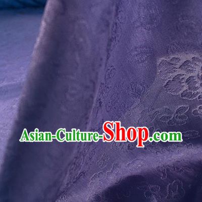 Traditional Chinese Classical Peony Flowers Pattern Design Purple Silk Fabric Ancient Hanfu Dress Silk Cloth