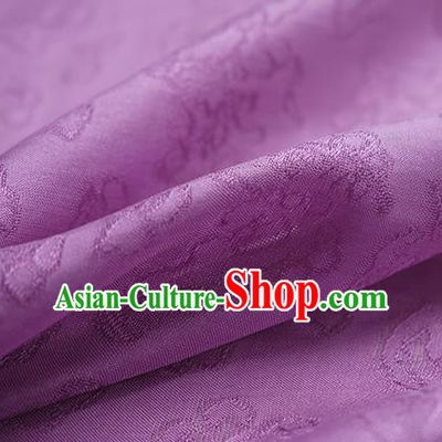 Traditional Chinese Classical Peony Flowers Pattern Design Lilac Silk Fabric Ancient Hanfu Dress Silk Cloth